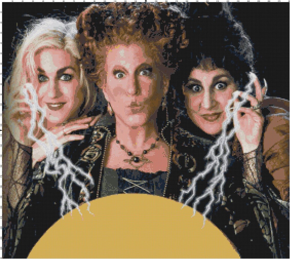 Halloween Hocus Pocus Counted Cross-Stitch Pattern Needlepoint Chart
