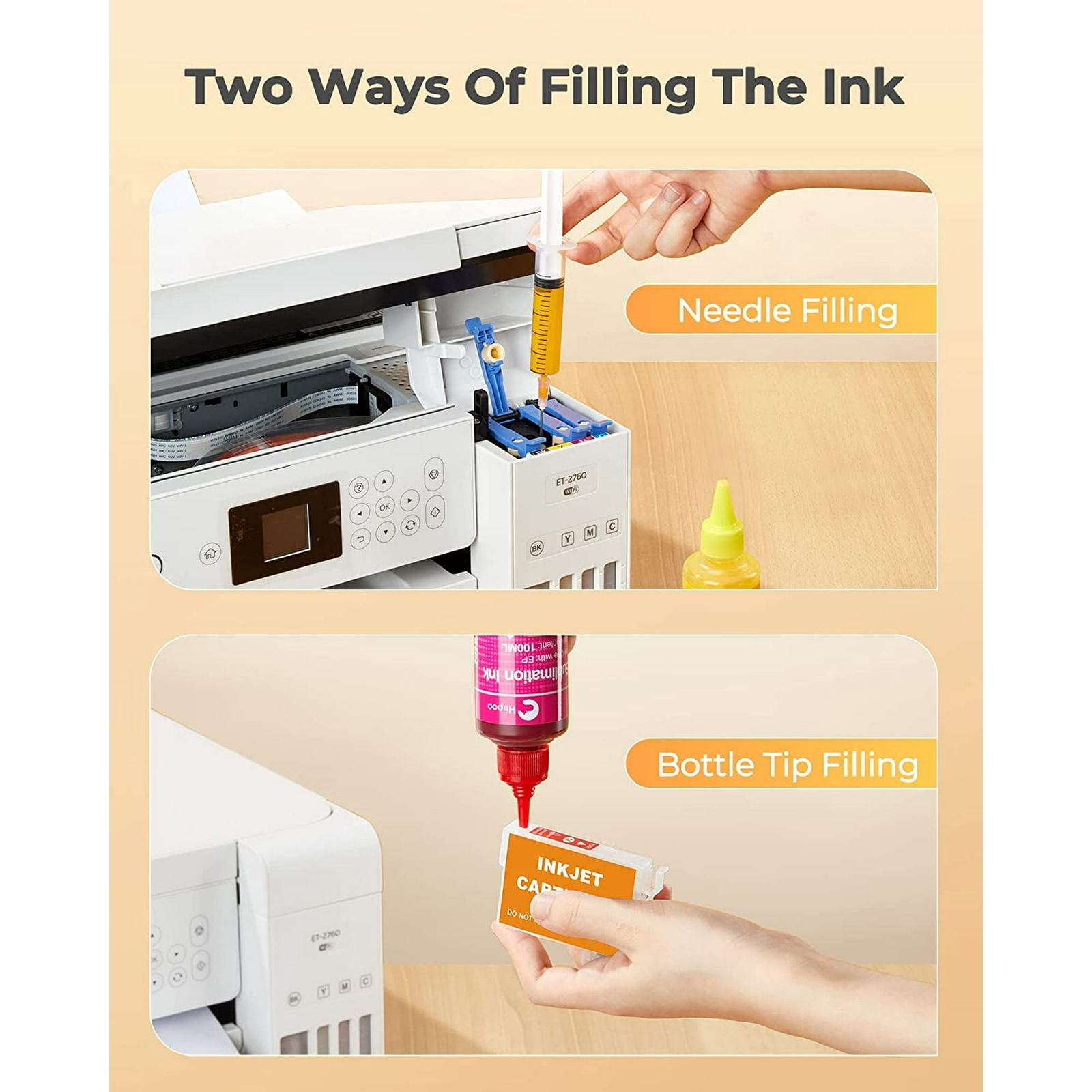 4 Pack Sublimation Ink Refilled for ET2400 ET2720 ET2760 ET-2803 XP4100 ET-2803