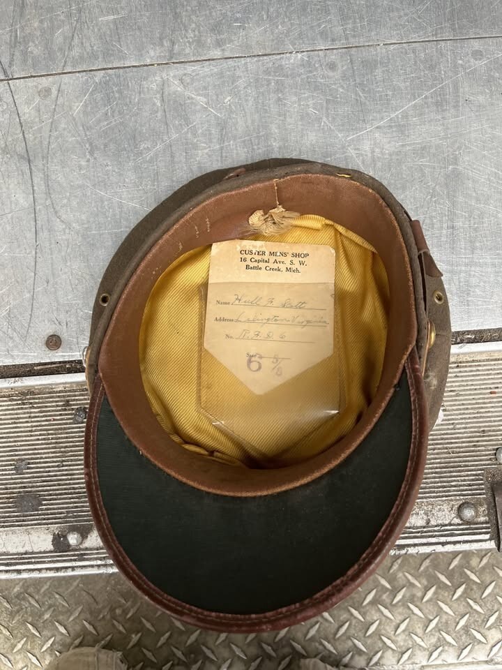 U.S. WWII Military Hat with personalized tag inside