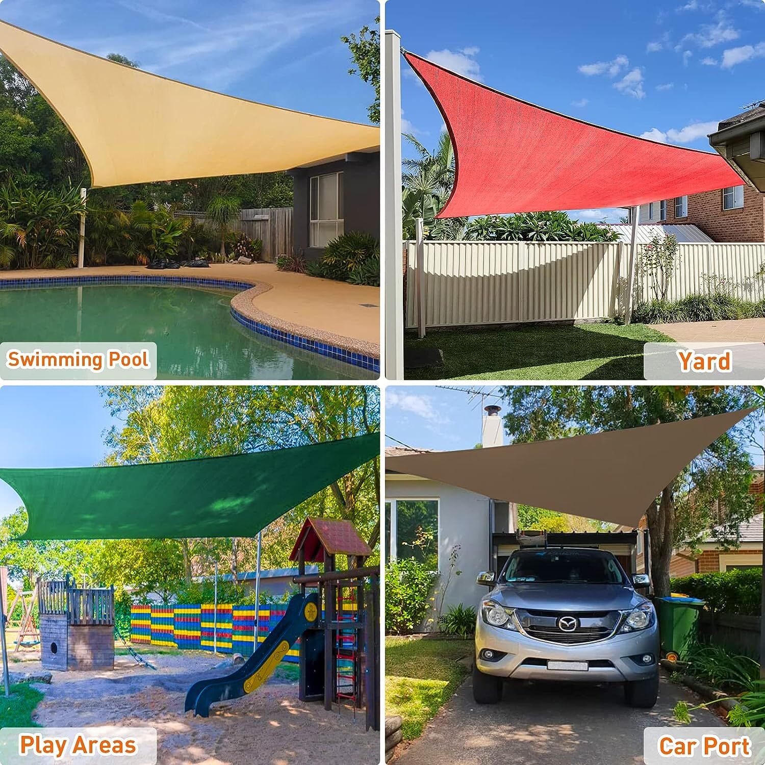 Outdoor Sun Shade Sail Canopy Shelter Cover Patio Awning Garden Pool Rectangle