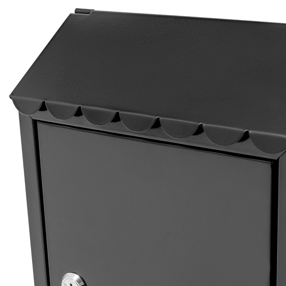 Wall Mount Rectangular Locking Mailbox W/ 2 Keys Black Residential Mail Box ﻿