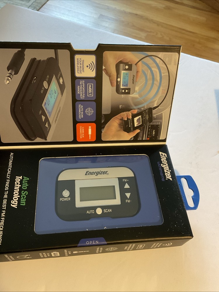 Two Energizer Ultimate Universal 3.5mm Wireless LCD FM Transmitters, Brand New