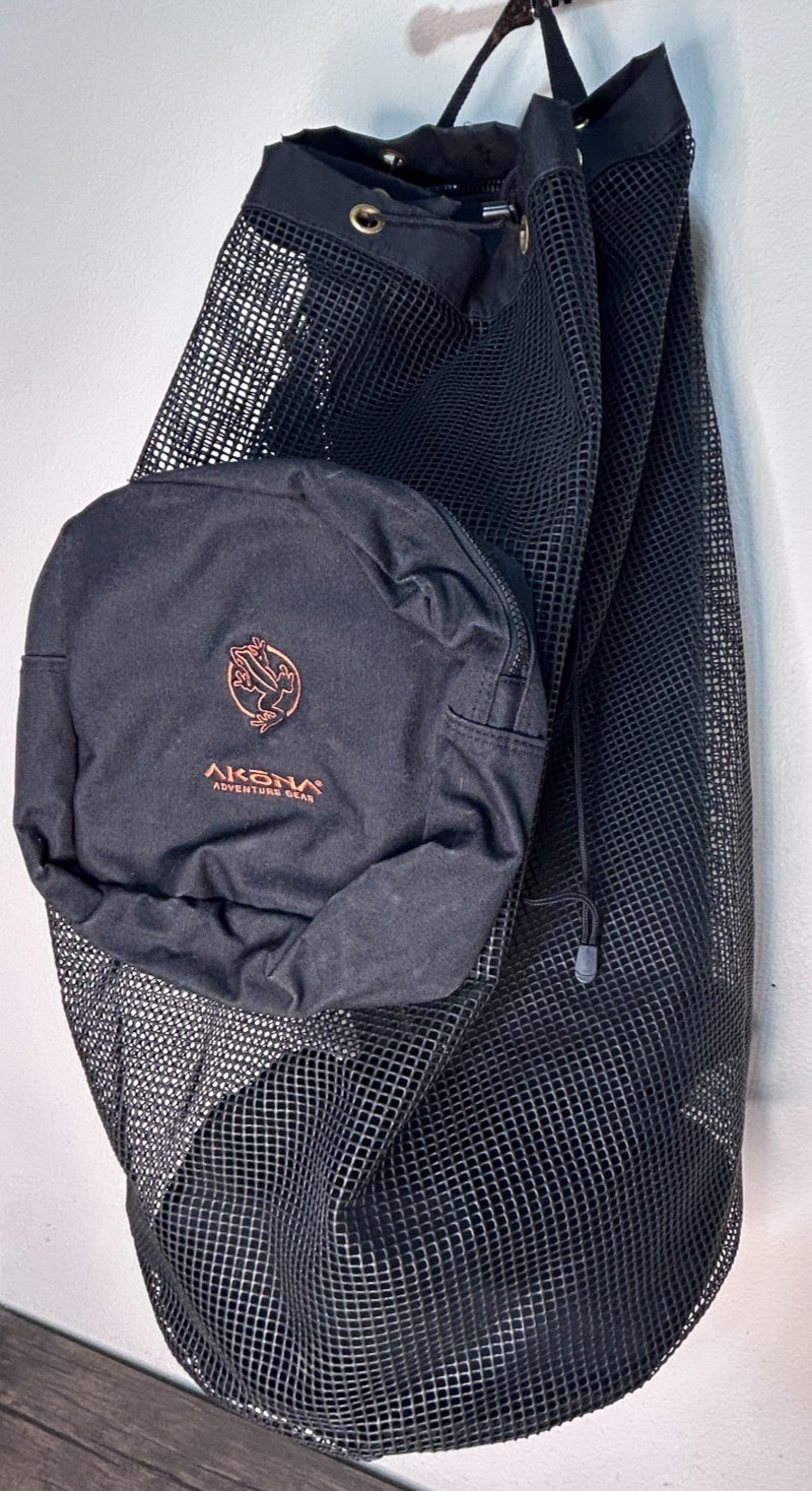AKONA ADVENTURE GEAR Large Mesh Canvas Bag Backpack Scuba Snorkeling 30" 4749