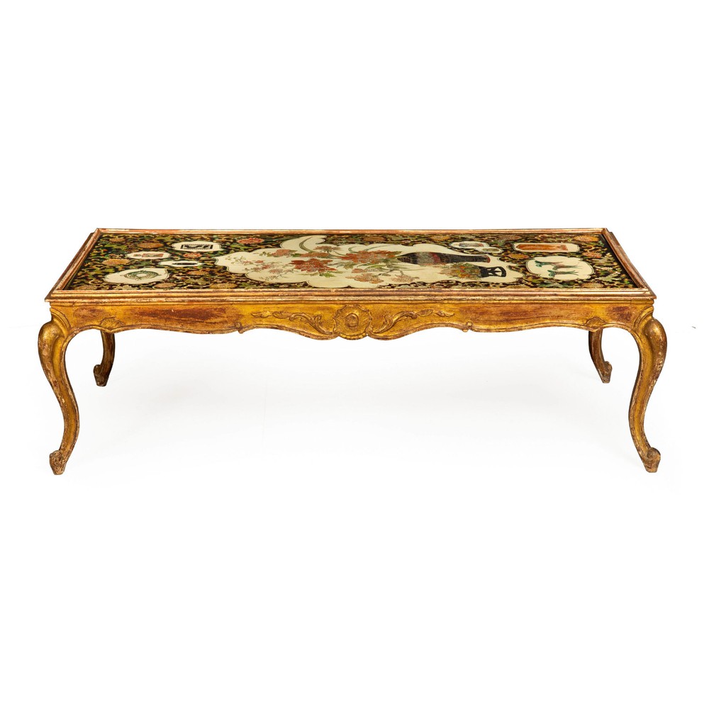 Hollywood Regency Painted Polychromed Low Coffee Table ca. 1940