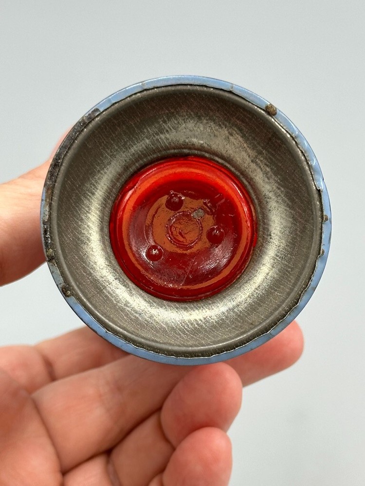c 1950 Red Flashed LANTERN Victory Glass Co CANDY CONTAINER Antique A&E 443