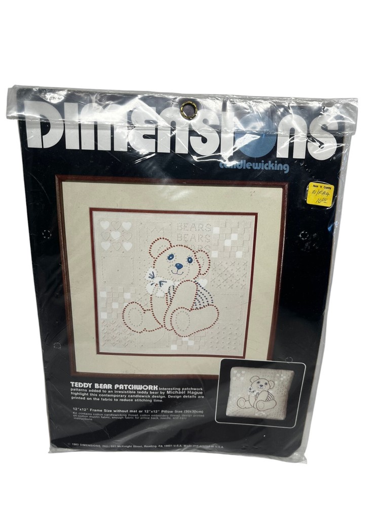 Dimensions Candlewicking Teddy Bear Patchwork Kit 4112 - 12" x 12" Michael Hague