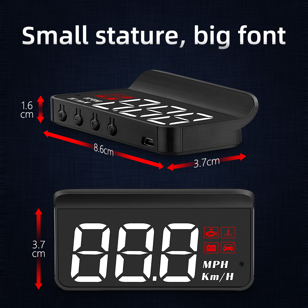 Car OBD Head Up Display Large Font HUD Speedometer Odometer Overspeed Warning %$