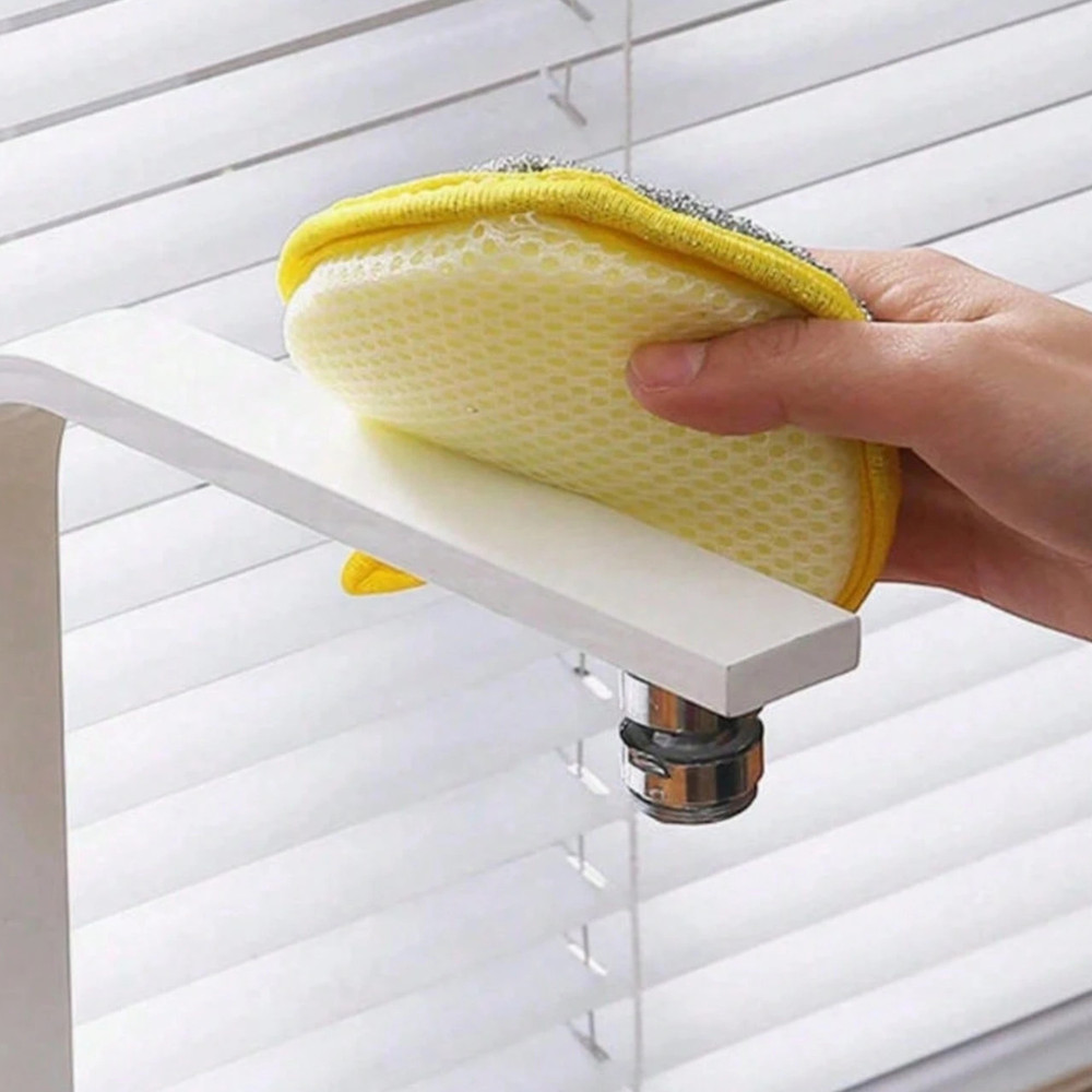 Double-Sided Sponge Cleaning Brush Reusable Kitchen Dishwasher Scrubber Pad