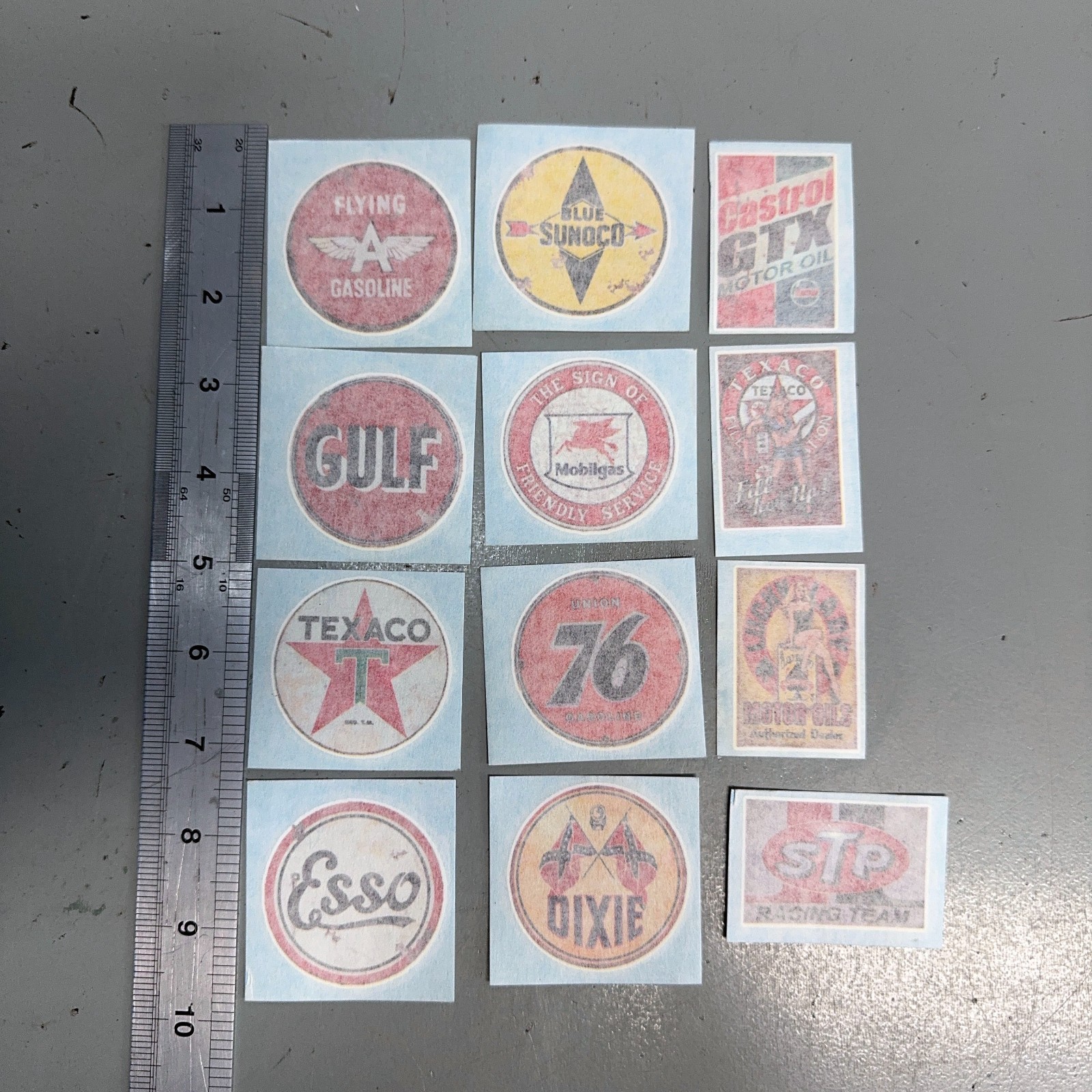 Lot of 12 Vintage Auto Gasoline/Motor Oil Window Decal Stickers Full Color 2"