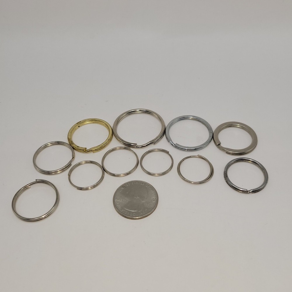 11 Piece Split Ring Variety Pack - Various Sizes - keychains or crafts
