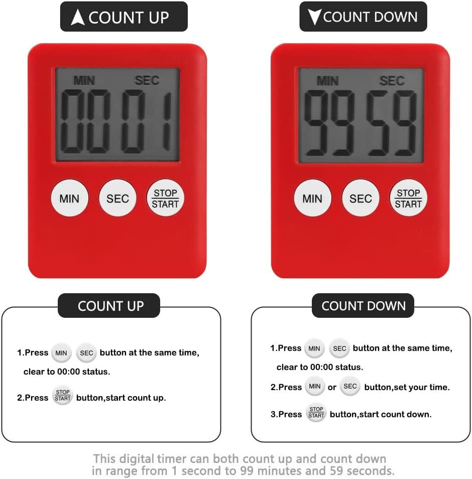 Large LCD Digital Kitchen Cooking Timer Count-Down Up Clock Loud Alarm Magnetic