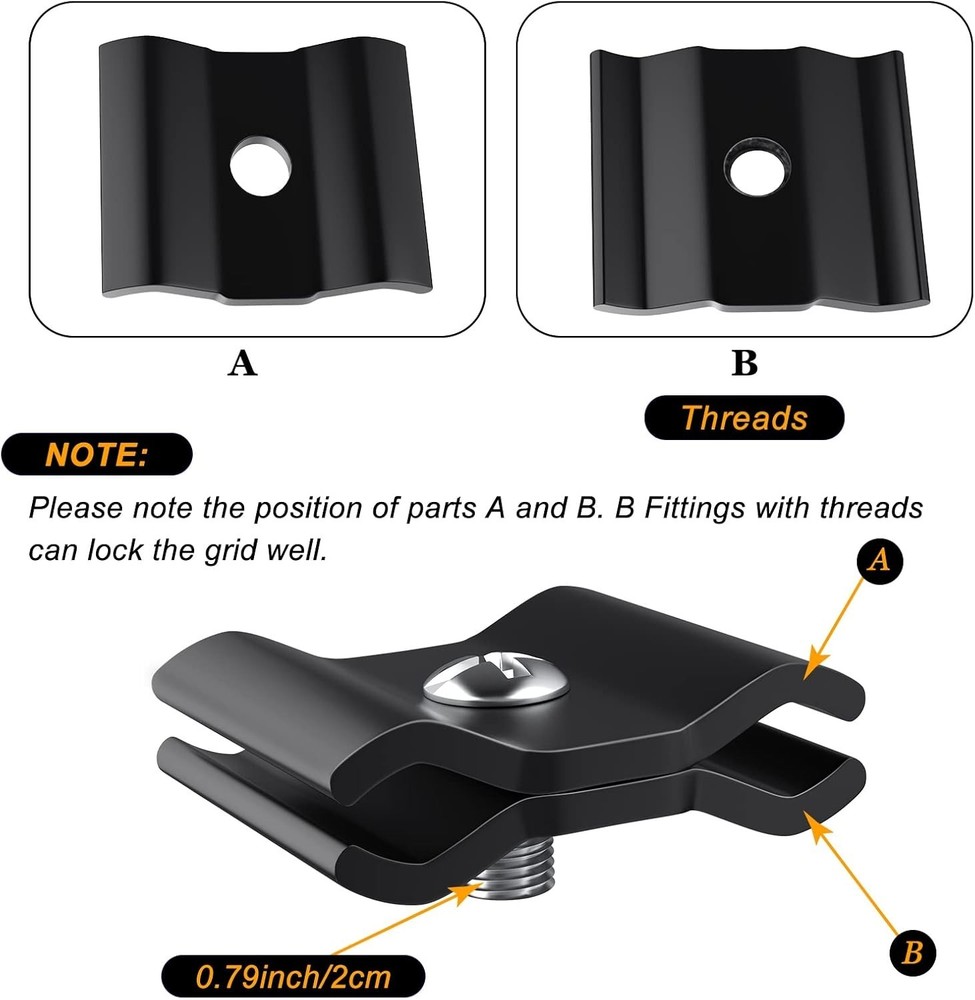 18 Pack Black Metal Gridwall Joining Clips - Easy Install Panel Connectors