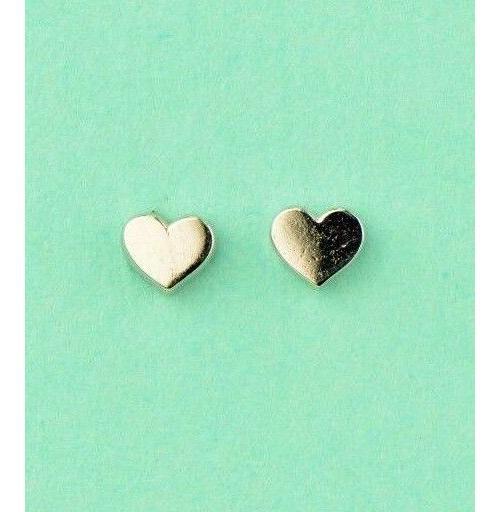 14K Solid White Yellow Gold Heart Shape Stud Earrings