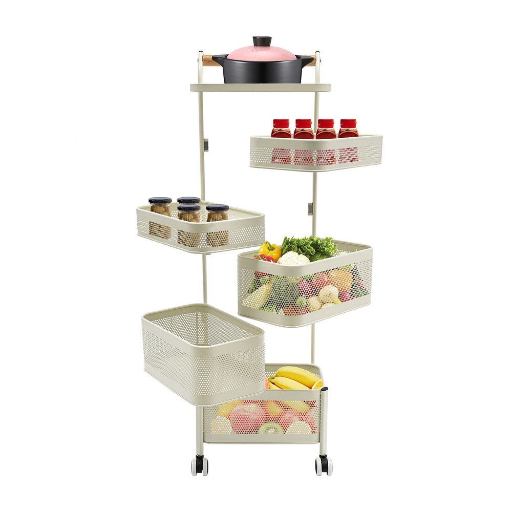 6-Tier Rotating Vegetable And Fruit Basket Rack - Kitchen Organizer