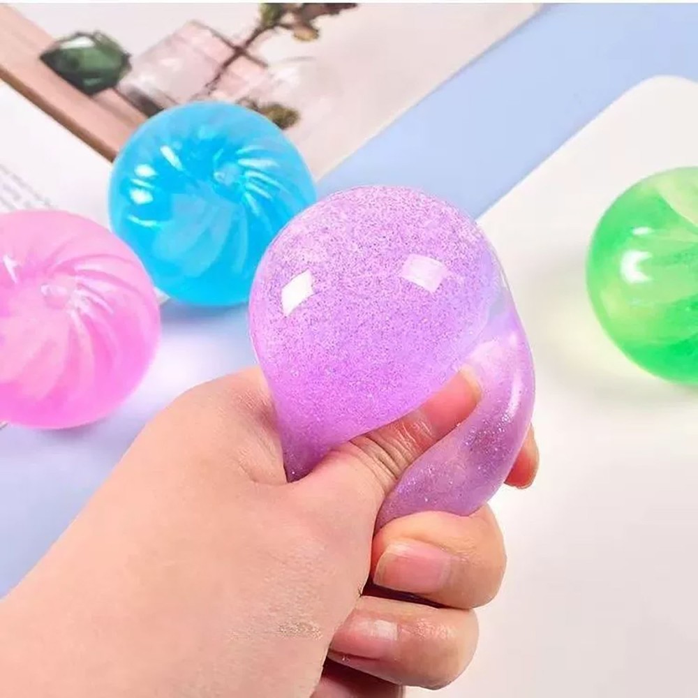 2Pcs Glitter Dumpling Squishy Dumpling Squeeze Sensory Stress Relief Toy(Random)