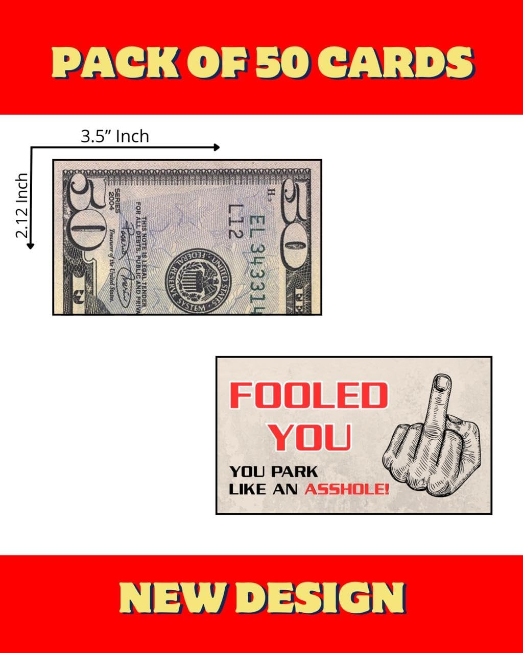 You Park like an A-Hole Bad Parking Prank Cards Look like $50 Money from a Dista