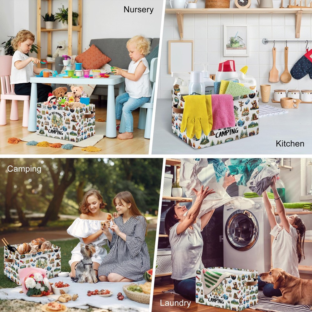 Camping Rectangle Storage Basket - Camping Themed Collapsible Storage Baskets...