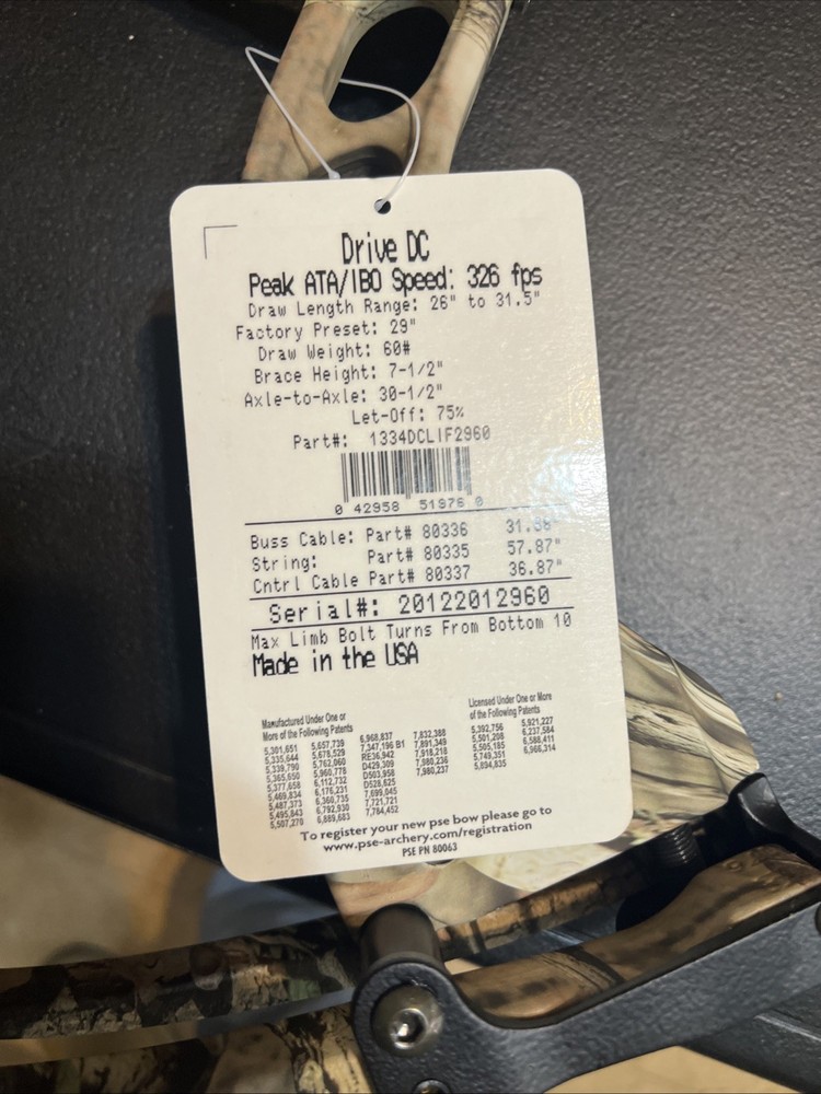 New PSE Drive DC Left Hand Camo 60# Bow