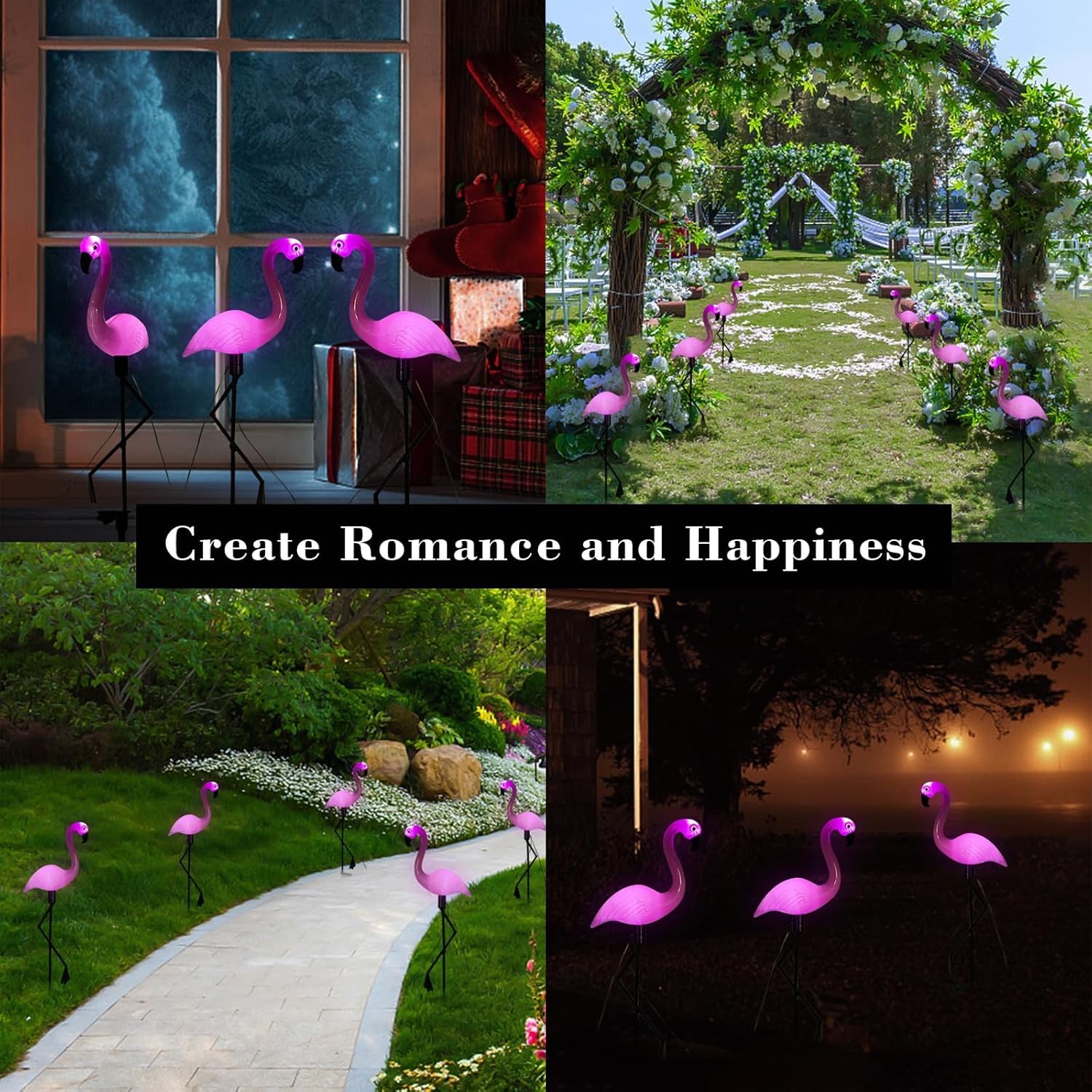3pcs Flamingo Solar Lights Outdoor Pink Stake Light Garden Lights Stick Lights ﻿
