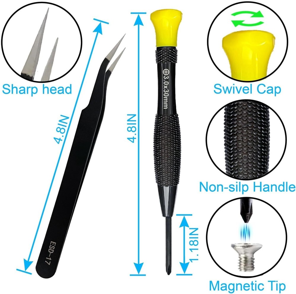 18PCS Mini Precision Screwdriver Set With Case, Magnetic Small Flathead