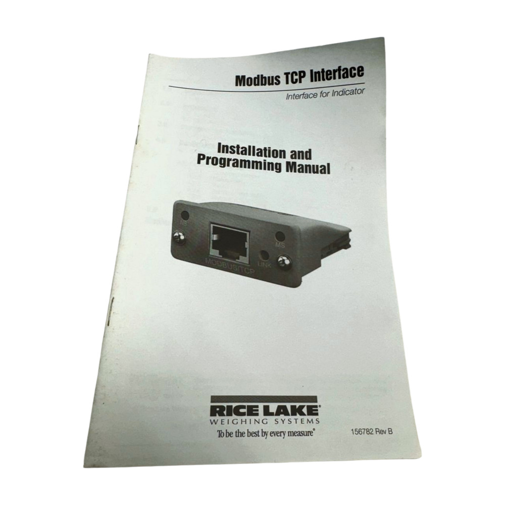 Rice Lake Modbus TCP Interface Installation and Programming Manual, 156782