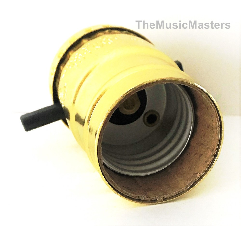 Brass Plated Push-Thru Switch LAMP SOCKET Standard E26/27 Light Bulb Holder Base
