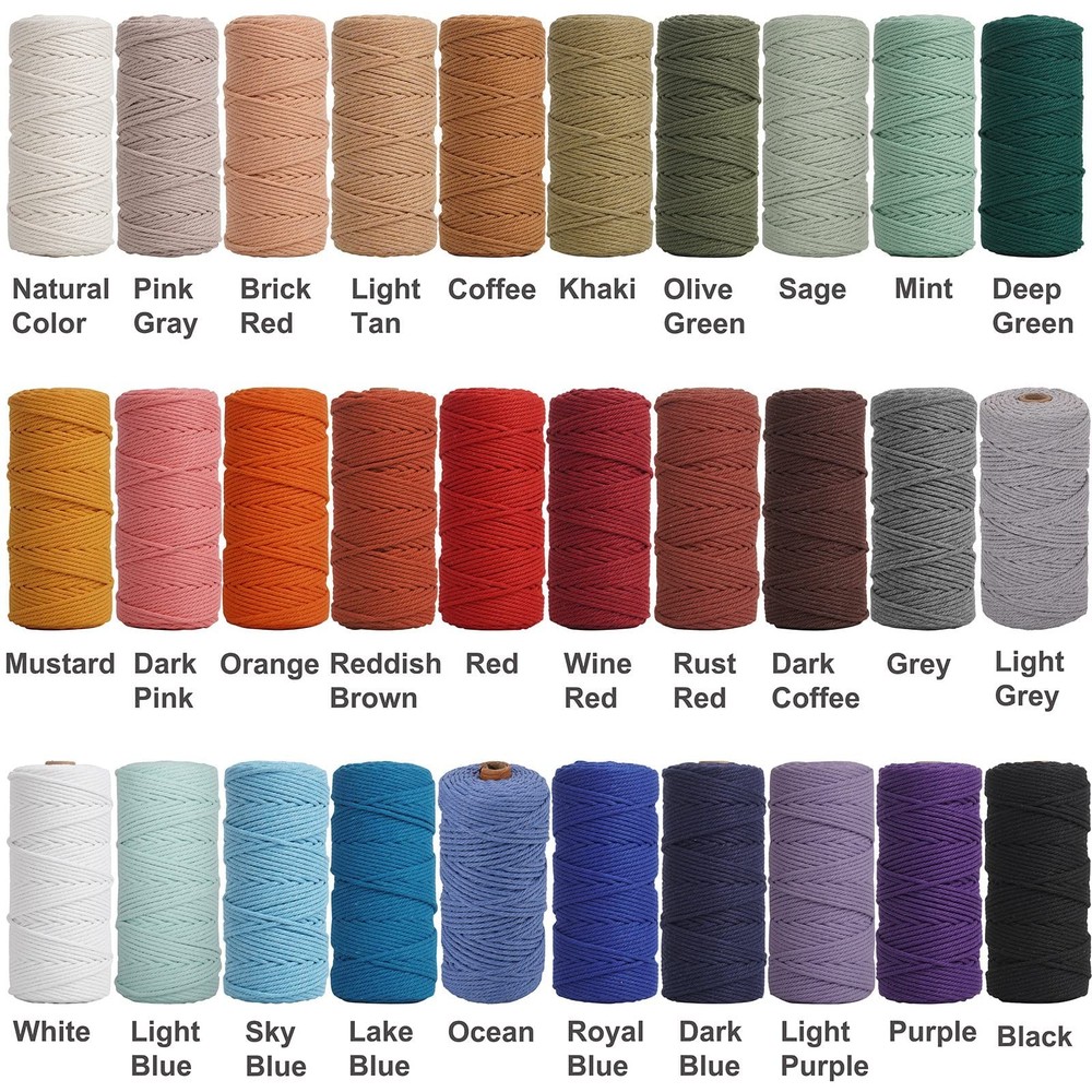 Rust Red Macrame Cord 3mm x 109yards, Colored Macrame Rope, Cotton Rope Macra...