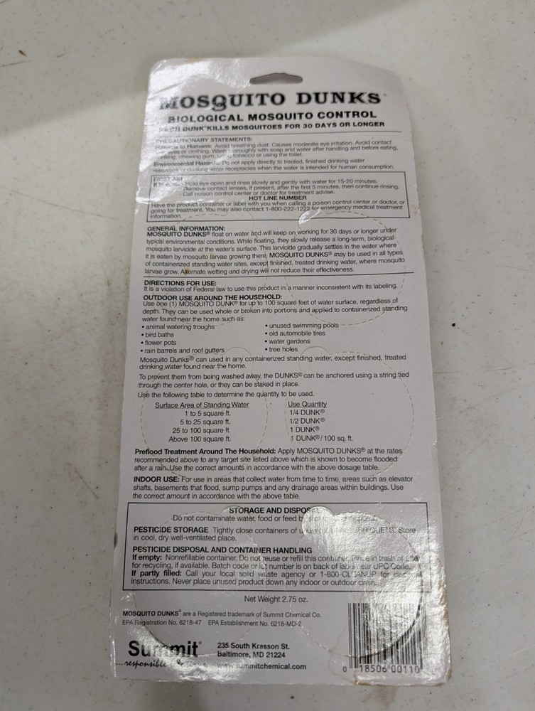 Summit Mosquito Dunks Floating Pod Biologically Safe Method 6 pack