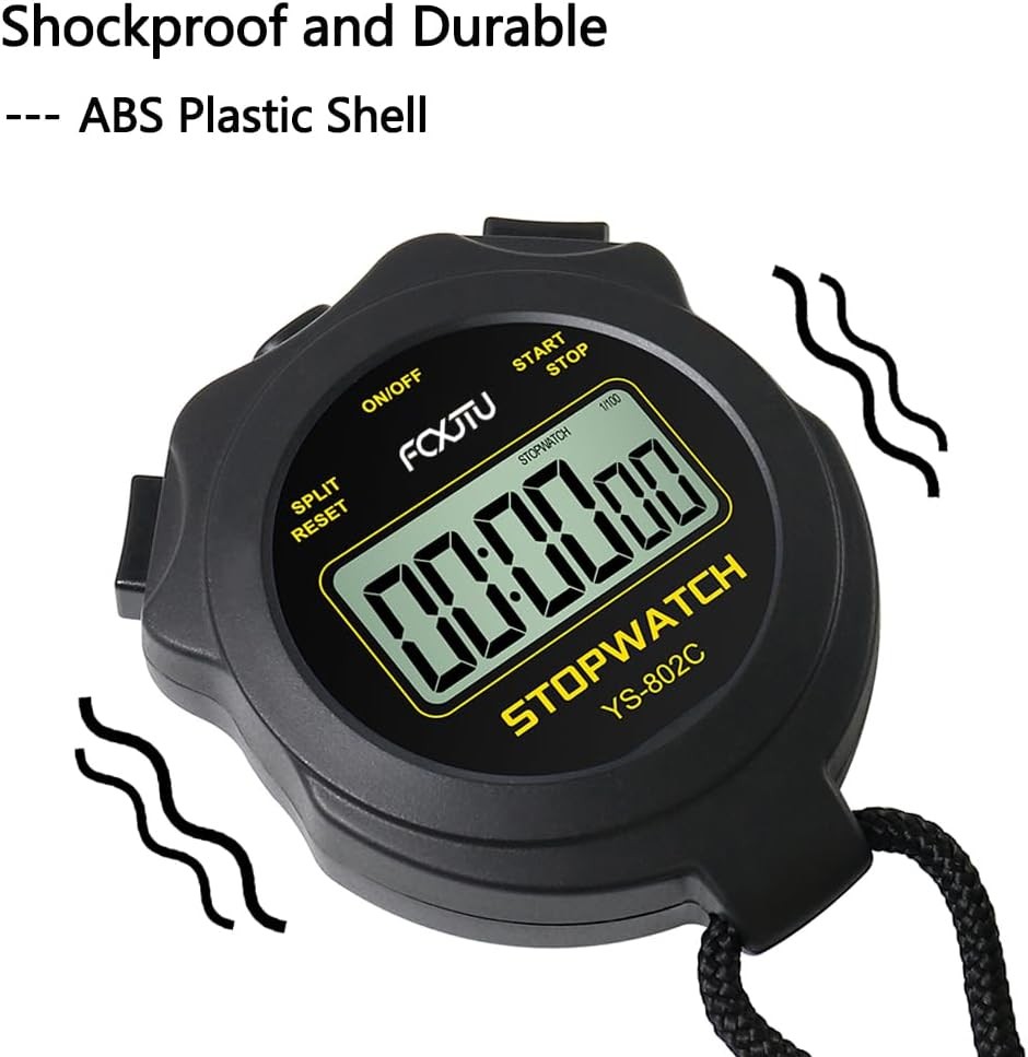 FCXJTU Digital Simple Stopwatch Timer, No Bells, Alarm, Basic Blue