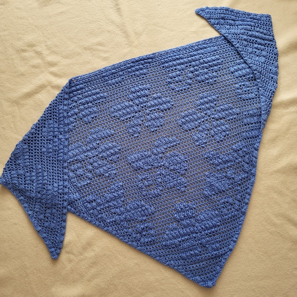 Handmade Hand Knit Periwinkle Blue Triangle Shall