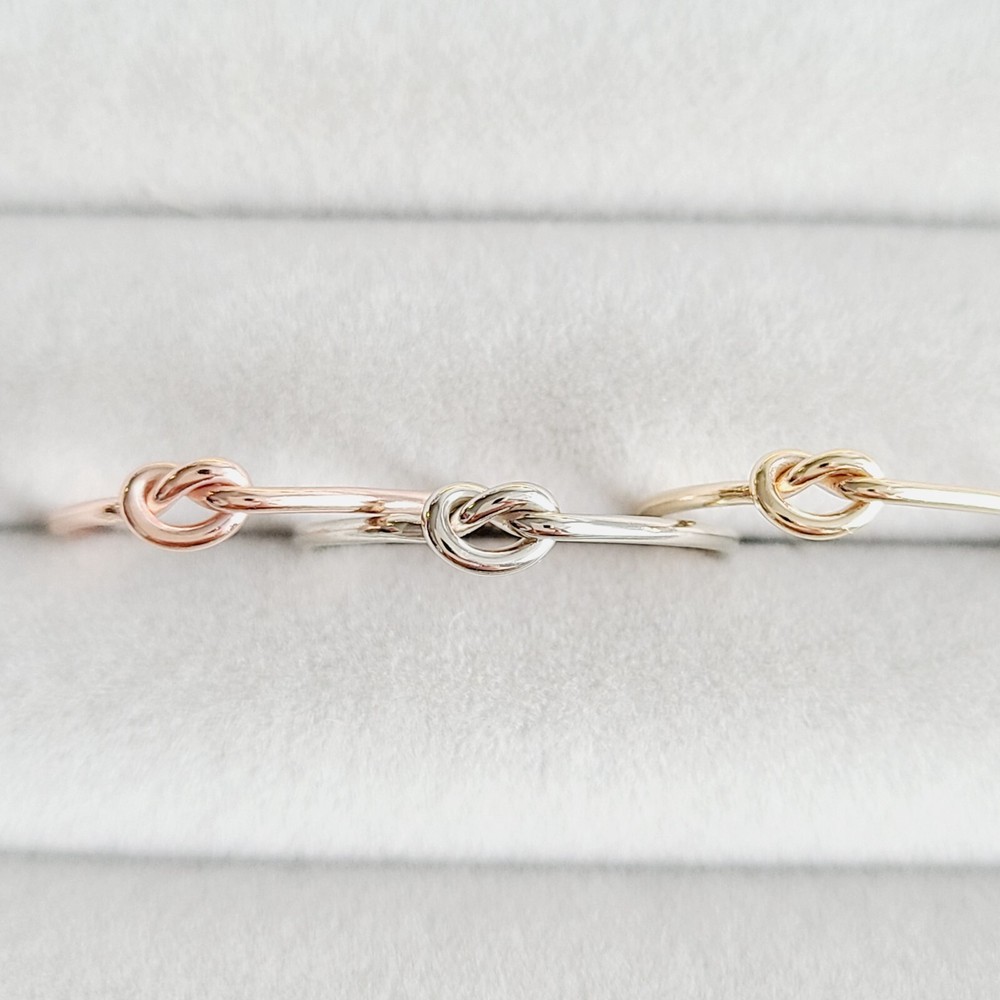 14k Solid Gold Tight Knot Ring, Solid Gold Minimalist Love Knot Rings