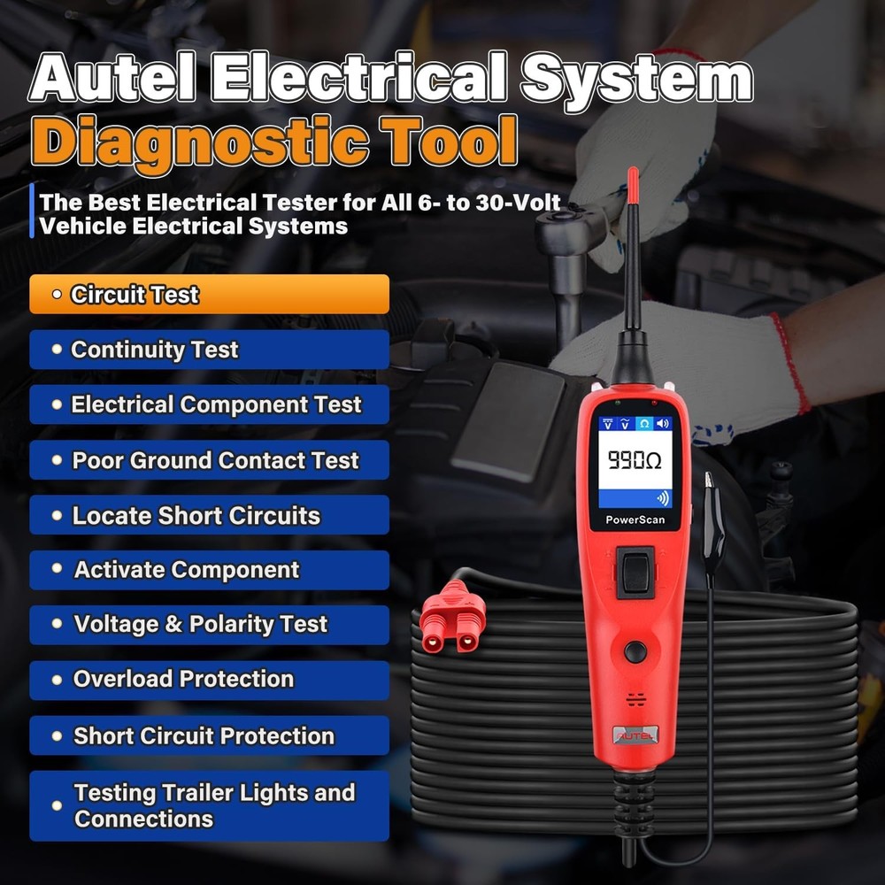 Autel PS100 PowerScan Electrical System Diagnostics Support ground testing etc
