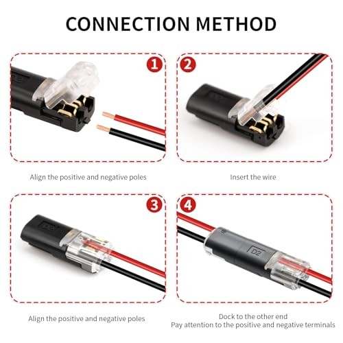 50 Pack Wire Connectors, Low Voltage 2 Pin Quick Splice Wire Connectors,