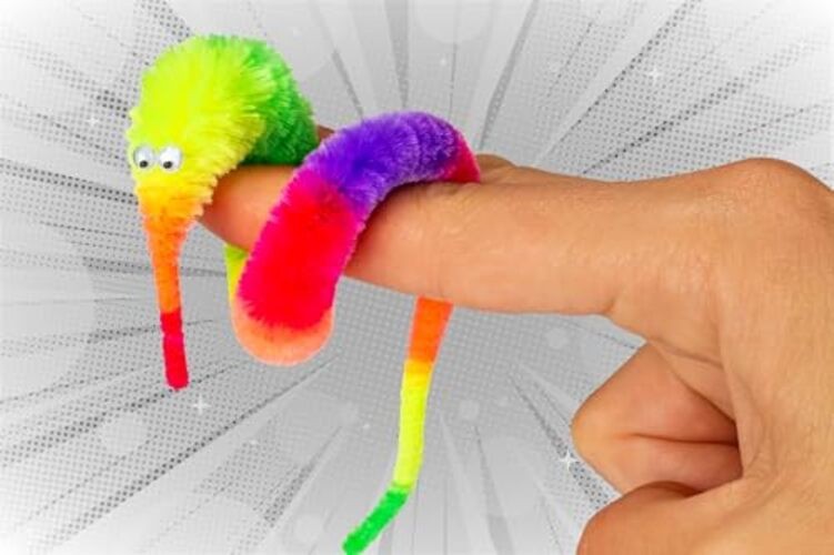 Fuzzy Worm Fidget Toy with String Attached () – Fun Magic Tricks for 1 Pack