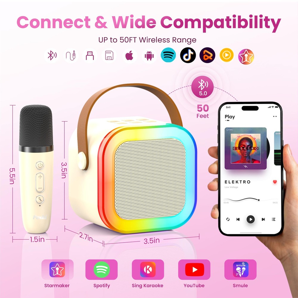Portable Bluetooth Speaker(Beige) Beige 2 Mics