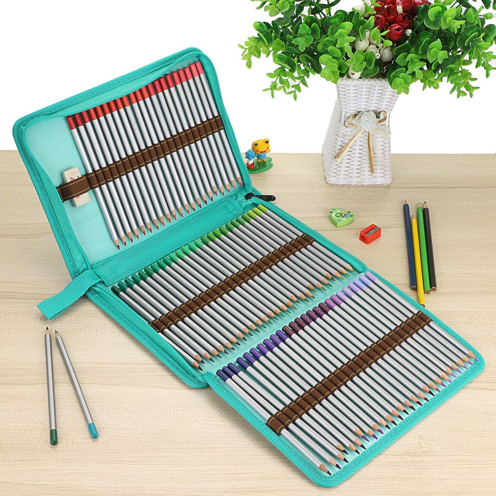 BTSKYÂ® Portable Canvas Zippered Colored Pencil Case-Super Large Capacity 72 S