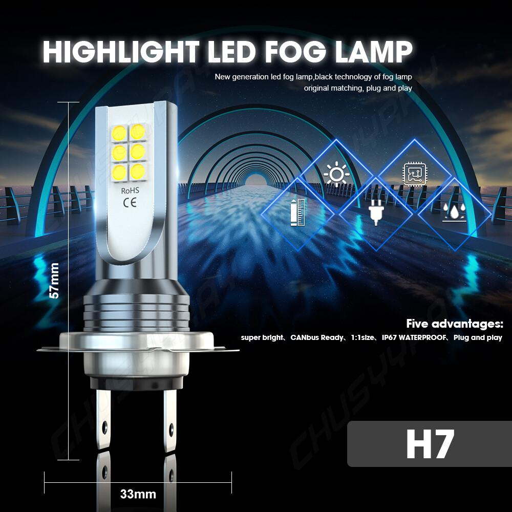 H7 LED High/Low Beam Conversion Kit Bulbs Super Bright 6000K Plug&Play