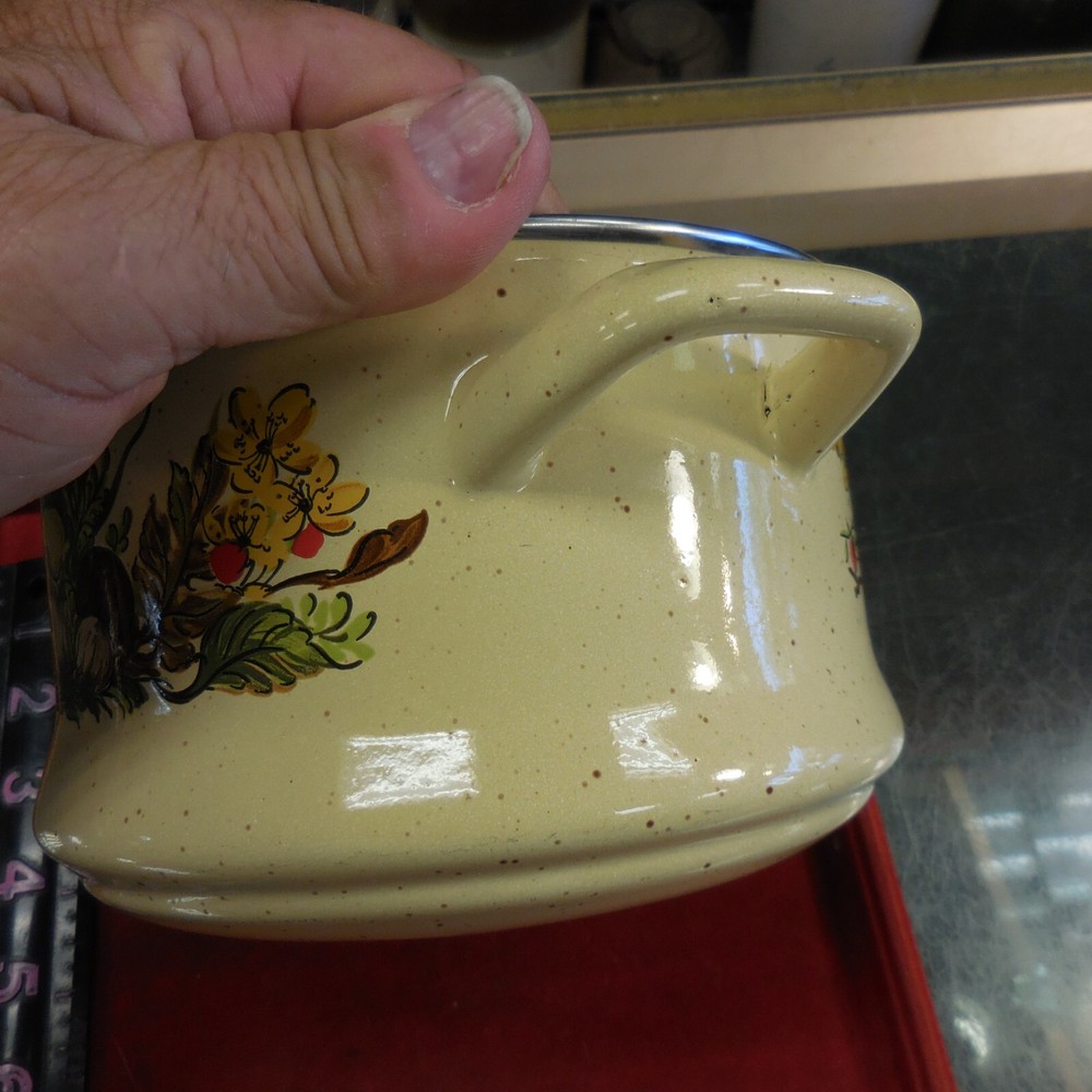Mushroom TWO HANDLED Strainer/COLANDER Enamelware