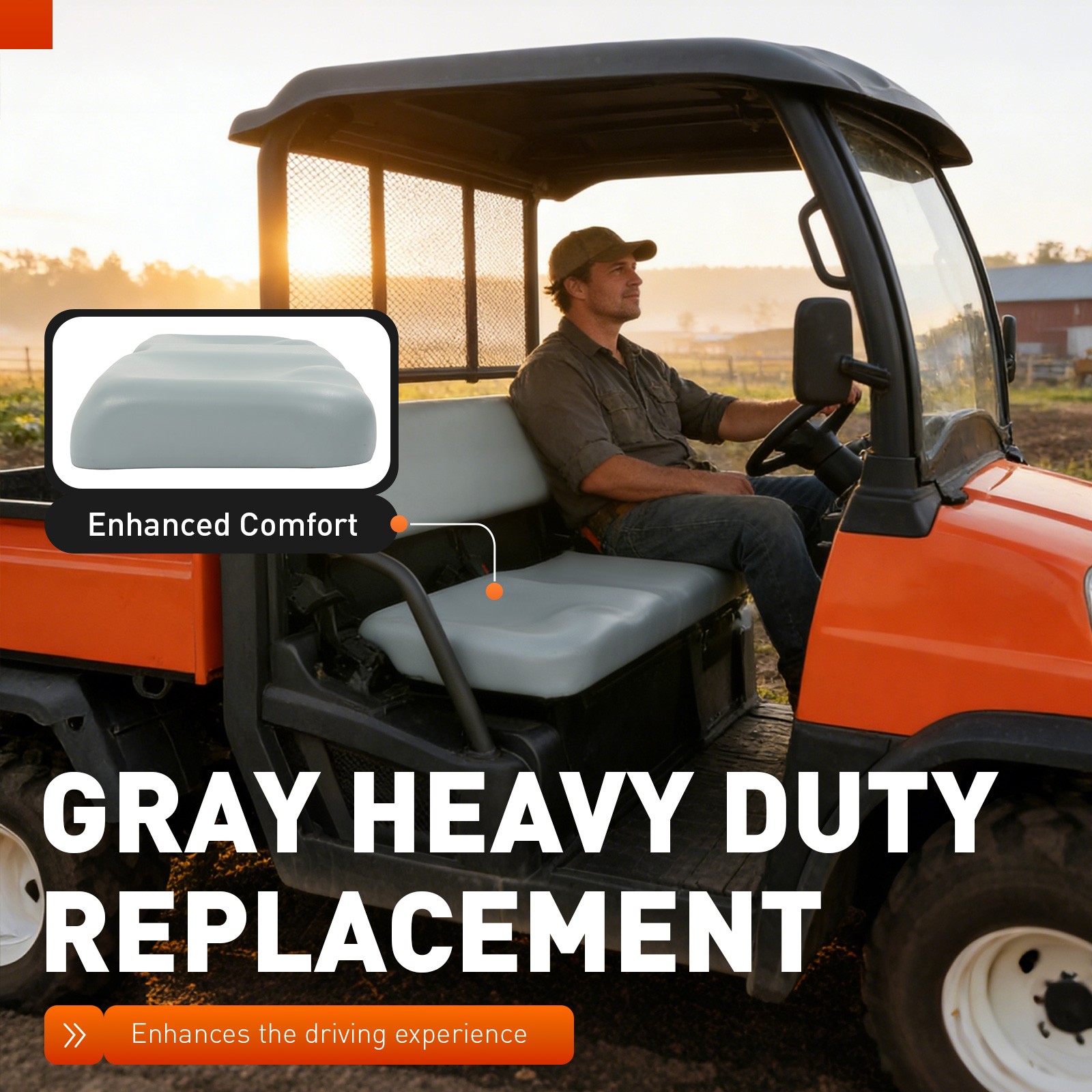 Gray Seat Bottom Cushion For Kubota RTV900 G6, R6, T6, W6, W6SE #K7561-56020