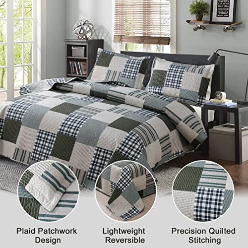 Bedspread Set Queen Size Quilt Set Bedding Full/Queen Line Plaid Patchwork