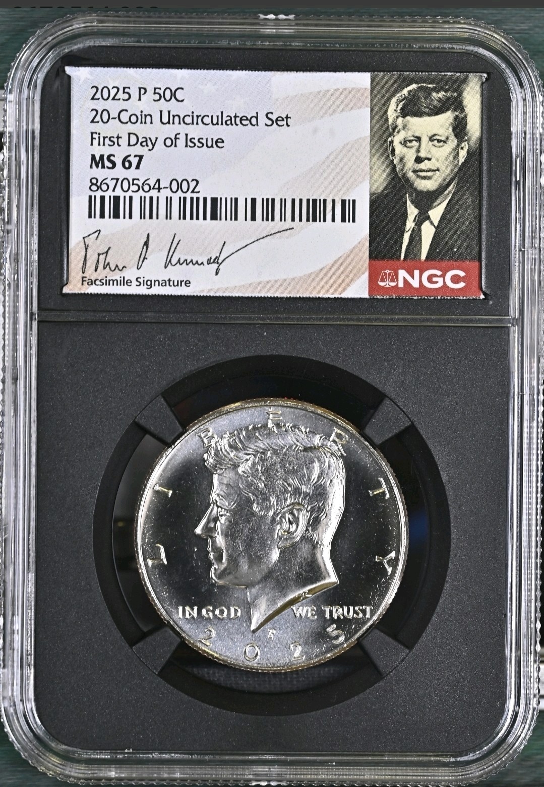 2025 P & D KENNEDY NGC MS67 HALF DOLLAR FIRST DAY ISSUE FDI ,Signed Set 50C