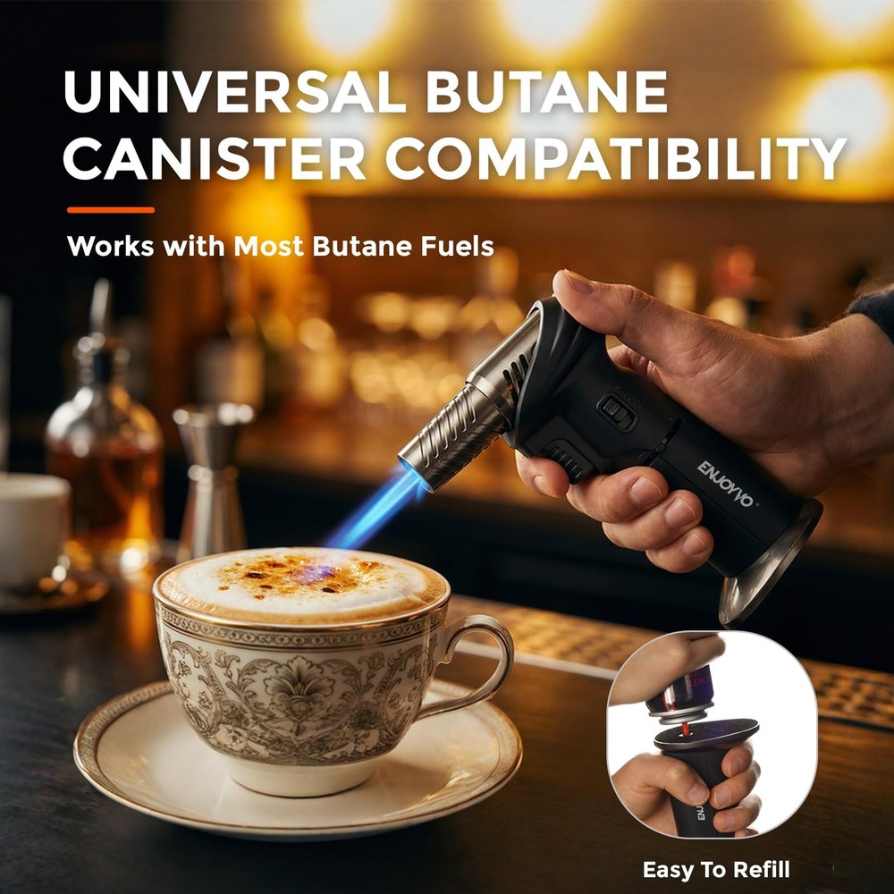 Butane Torch with 0-90° Adjustable Nozzle and Lock, Refillable Mini Torch But...