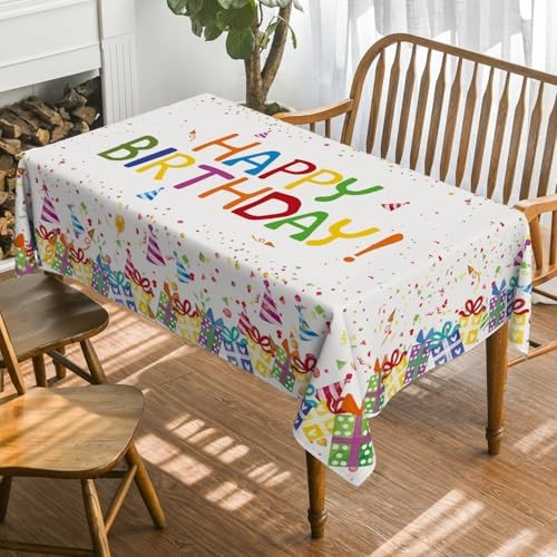 Birthday Tablecloth 60x84 Inch Rectangular, 60" x 84" (Rectangular) White