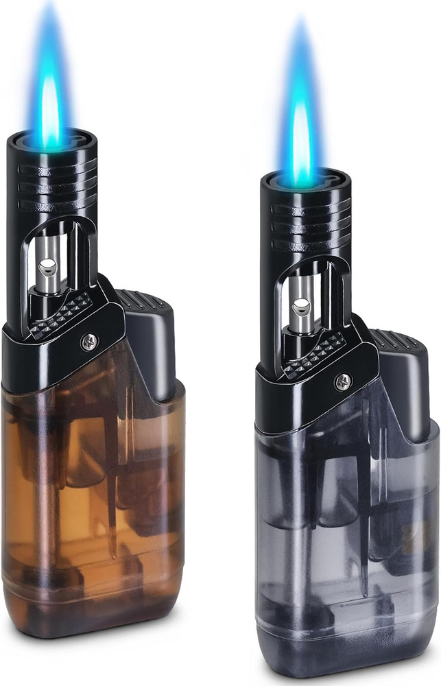 Torch Lighter, 2 Pack Blue Flame Jet Lighter, Adjustable Flame Windproof Lighter