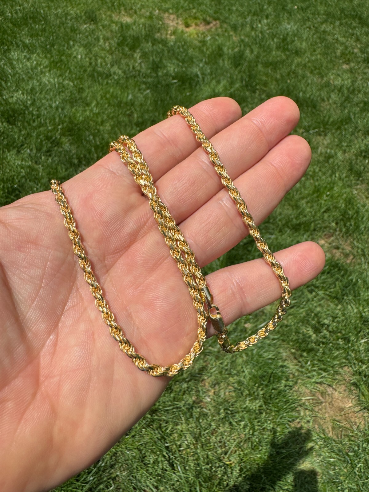 Men's Women's Real 14k Gold Plated Solid 925 Sterling Silver Rope Chain 1.5-5mm