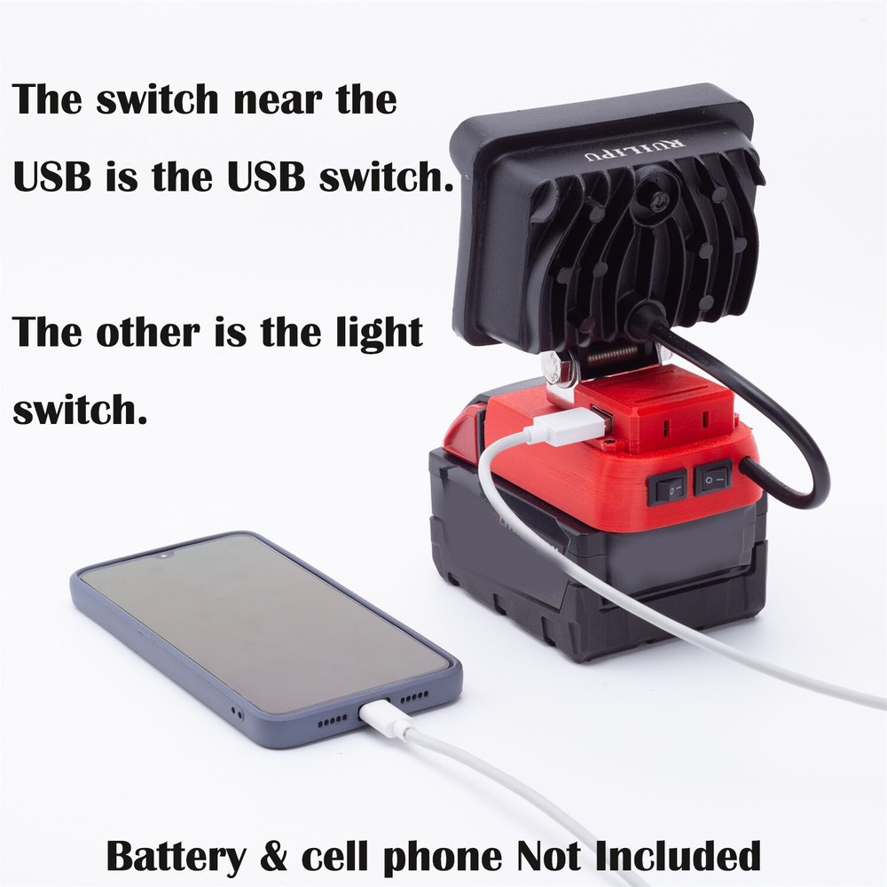 Portable LED Work Light For Milwakee 18V Lithium Battery Flood Light Flashlight