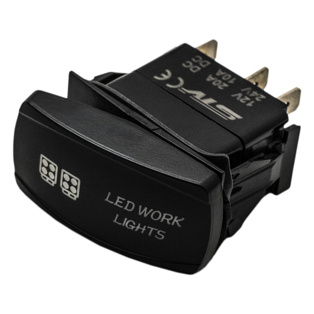 ORANGE Dual Back-lit Rocker Switch Laser Etched 20A LED WORK LIGHTS Horizontal