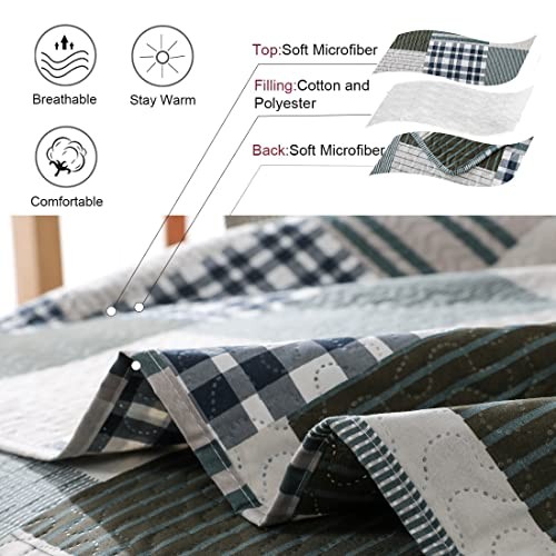 Bedspread Set Queen Size Quilt Set Bedding Full/Queen Line Plaid Patchwork