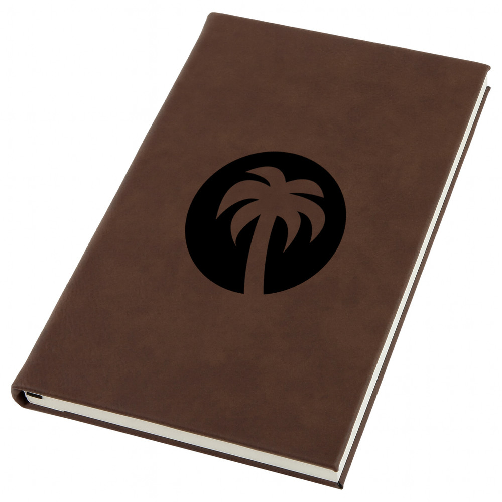 Sunset Palm Engraved Leather Journal, Personal Planner with Lined Pages