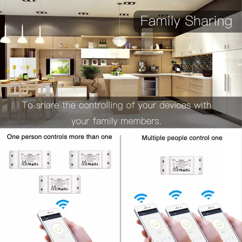 MOES WiFi Smart Switch Module Light Wireless For Alexa Google APP Remote Control